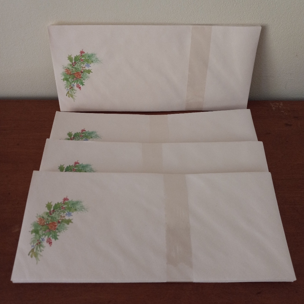 Vtg Decorative Floral Holly Holiday Christmas Envelopes 41 Pc Lot